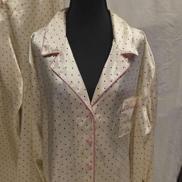 VICTORIA SECRET PINK PAJAMA SET POLKA DOT WOMENS POLYESTER SATIN FEEL SIZE 3X - Picture 3 of 15